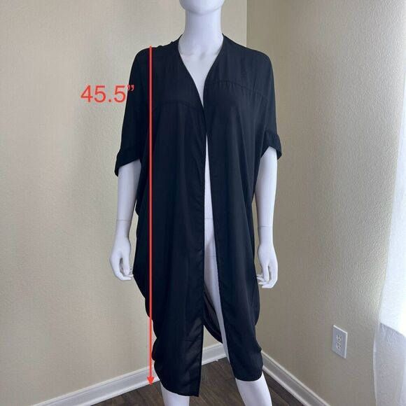 Melissa McCarthy Seven7 Womens Size S Black Sheer Cocoon Kimono Cardigan Minimal - Picture 5 of 15